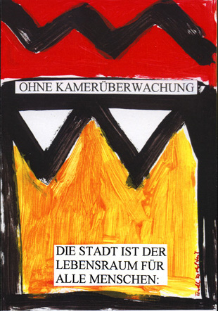 Postkarte zur Aktion "Keine Kameraüberwachung - Die Stadt ist der Lebensraum für alle Menschen"